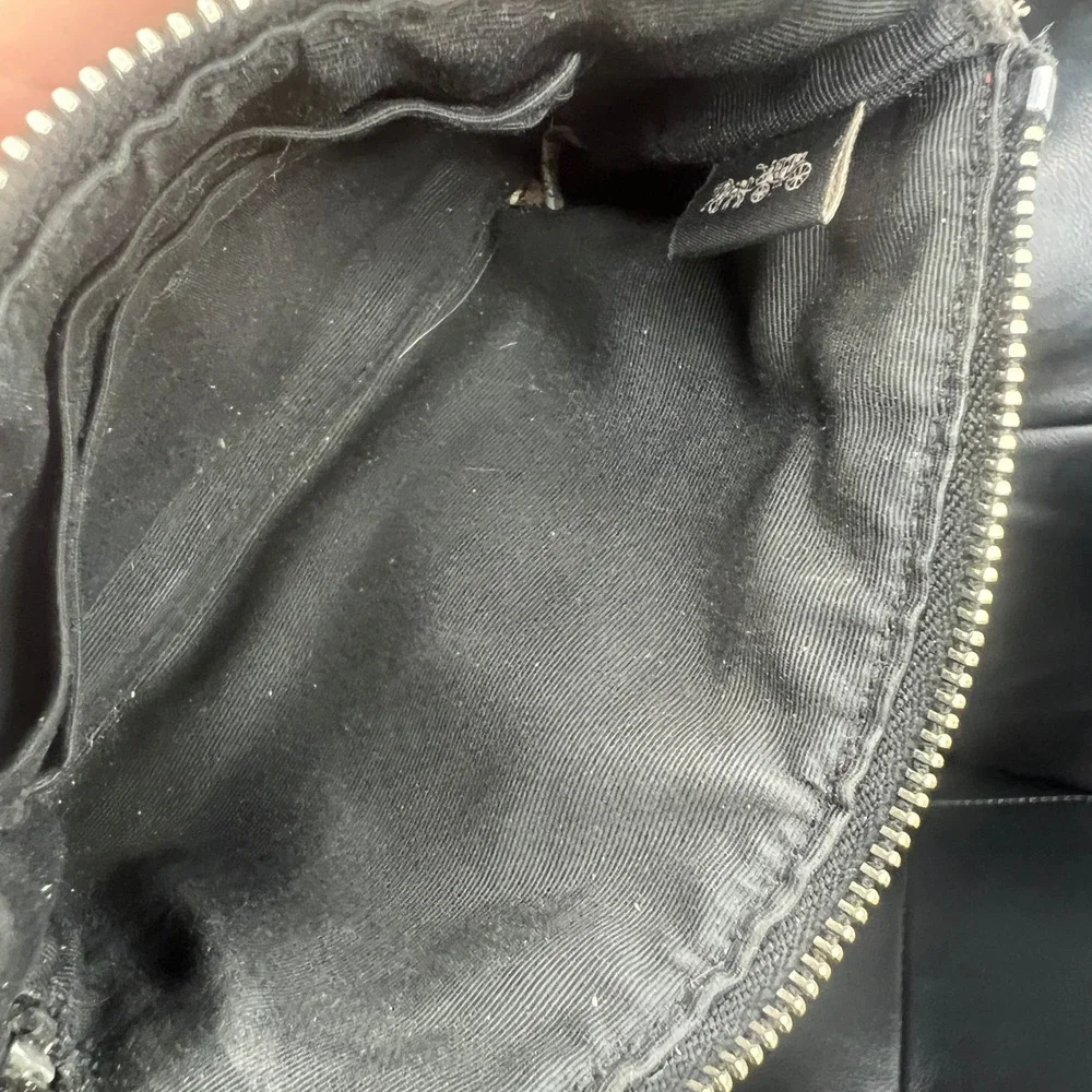 Coach Black Signature Monogram Leather Trim Wristlet Pouch Wallet